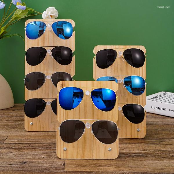 Schmuckbeutel Sonnenbrille Display Ständer High-End-Acrylgegenstände Gläser transparent fester Holzschalter