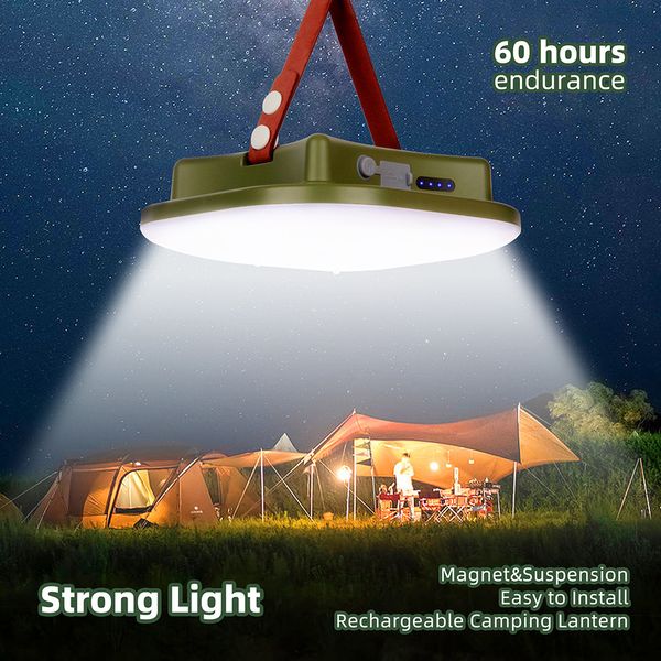 Lanterne portatili aggiornate da 15600 mAh campeggio a LED ricaricabile Luce forte con zoom a magnete Torcia portatile Light Light Work Luce Luce di manutenzione 230820