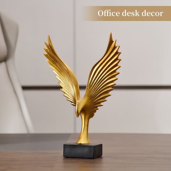 Dekorative Objekte Figuren Harz Goldern Flügel Ornamente Modern Home Office Eingangshalle Tür Dekorationen Highend Creative Art Crafts 230818