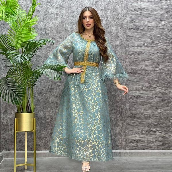 Roupas étnicas Oriente Médio vendendo feminino muçulmano dubai dubai bronzeamento renda strassões robe abaya vestido de noite