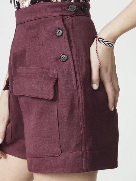 Frauen Shorts Frauen Taschen vorne Hochtülen Kurzqualität 2023 Sommer