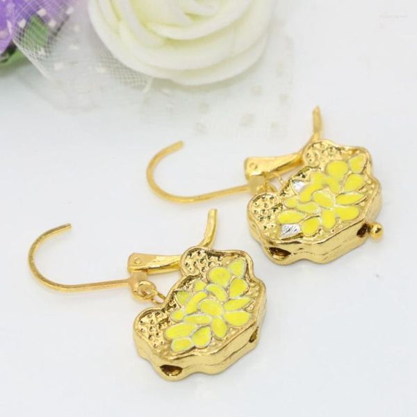 Brincos Dangle Bohemia estilo 12 17mm Drop Drop-Color Gold Cloisonne Pierced Pierced Party Weddings Gifts Charms JewelryB2584