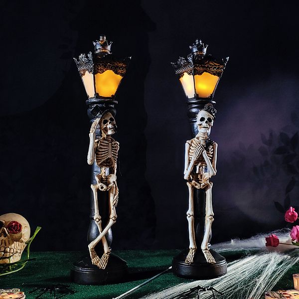 Altre forniture per feste di eventi Halloween Resin Glow Skeleton Crow Street lampione per casa Haunted House Bar Props Horror Decoration 230818