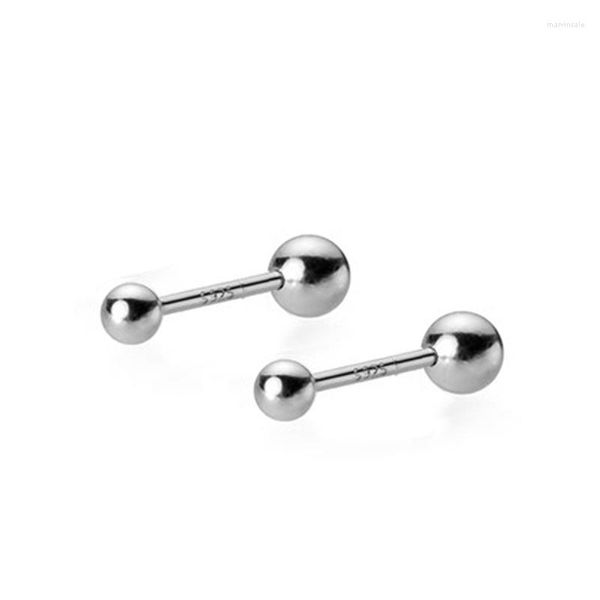 Stud Küpe Ball Womens Gümüş 925 Kulak Piercing Parlak Basit Sevimli Küçük Boncuklar Vidalı Kız Öğrenci