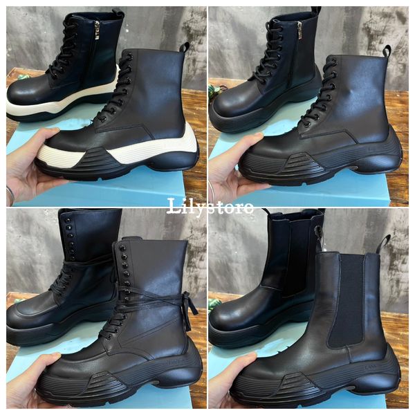2023 Herbst/Winterstiefel Designtemperament Einfach zu tragen bequeme Schuhe Luxus Schwarz gepaart mit Lederstiefeln Stoffkalbsleder Innenfutter