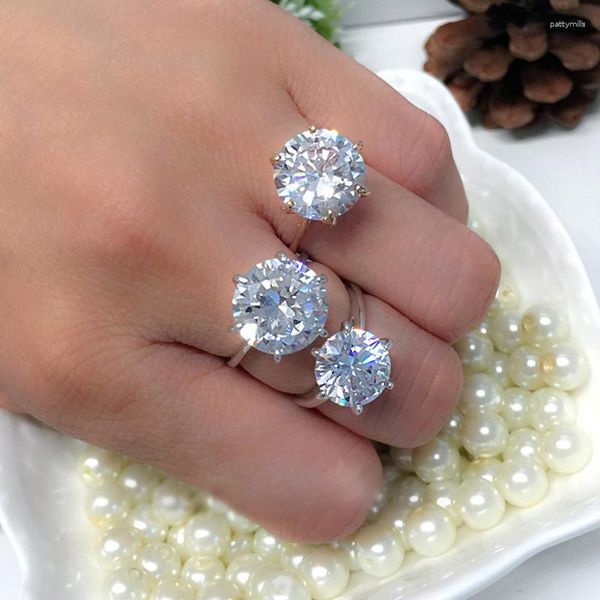 Anelli a cluster Classic 925 Sterling Sterling Created Diamond Wedding Engagement per Women Tre Styles Band Ring Jewelry