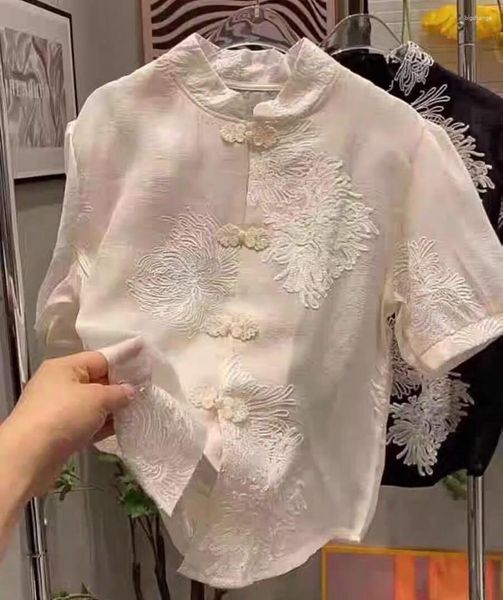 Женские блузки 2023 винтажные тисненные вышива