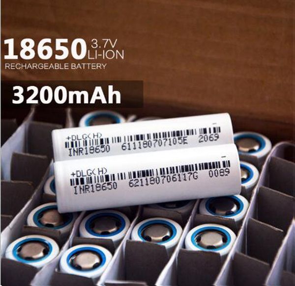 100% de alta qualidade DLG 18650 Bateria 3200mAh INR 18650 Lítio 3,7V INR18650 CELULO LIMO DE LI IIN RECHARGELHE BATERIAS DE DRENO PARA LANTHLIGHLETRA BAIL