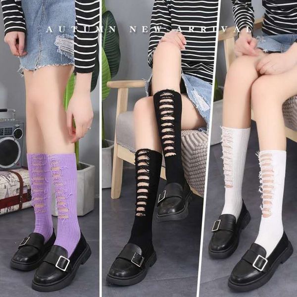 calzini da ragazze e da donna calza rotta calzino personalizzato a mano tubo lungo tubo a maglia hosiery gambe gambe osierie cavion out stocks stocks street fashion stocking