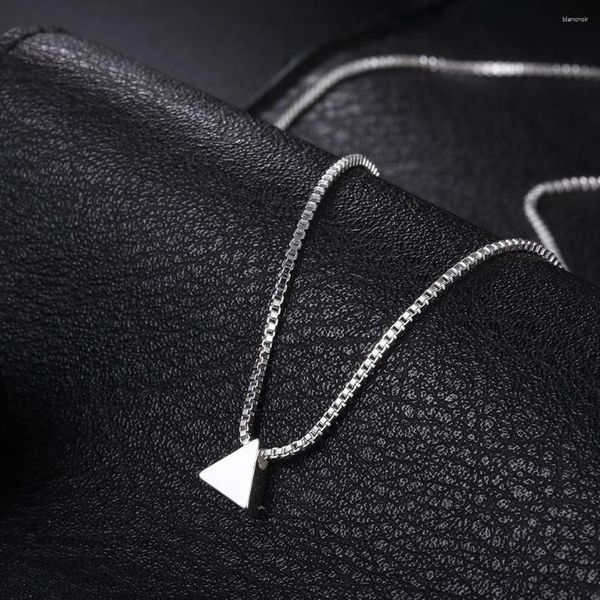 Correntes finas 925 Sterling Silver Box Chain Geometria Triângulo Pingente Pingente para mulheres Marcas de moda Jóias Gifes de férias