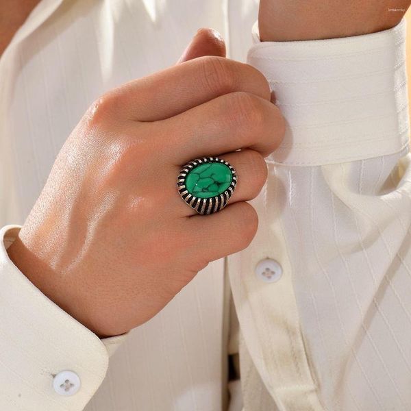 Anelli di nozze Vintage Fashion Turquoise Blue Stone Ring Apens