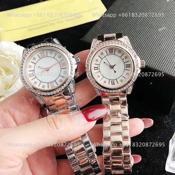 Brand Watches Women Girl Diamond Style Metal Steel Band Quarz mit Luxus -Logo -Handgelenk Uhr Inv 03