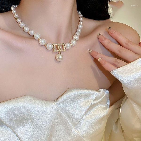 Подвесные ожерелья французская модная жемчужная ожерелье