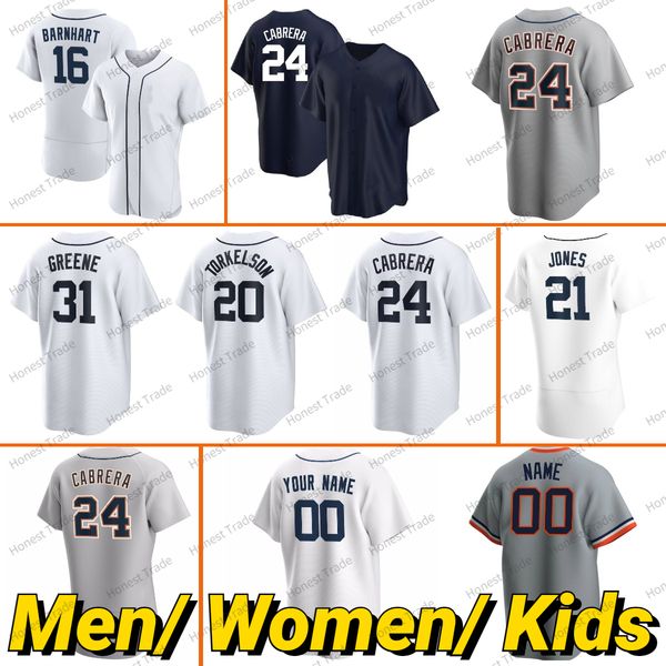 Erkek Kadın Çocuklar 31 Riley Greene Jersey Beyzbol 20 Spencer Torkelson Javier Baez 28 Miguel Cabrer Miguel Cabrera Michael Lorenzen Matthew Boyd Nick Maton Custom