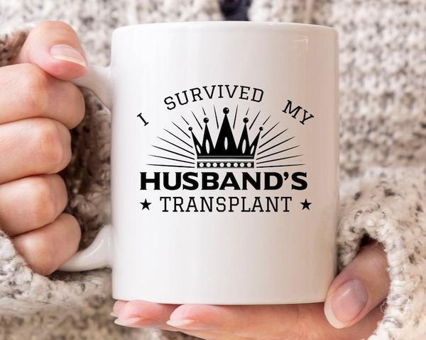 Canecas Eu sobrevivi ao meu marido Presente de doador de doador de doação de doação de órgãos de transplante para o paciente e r