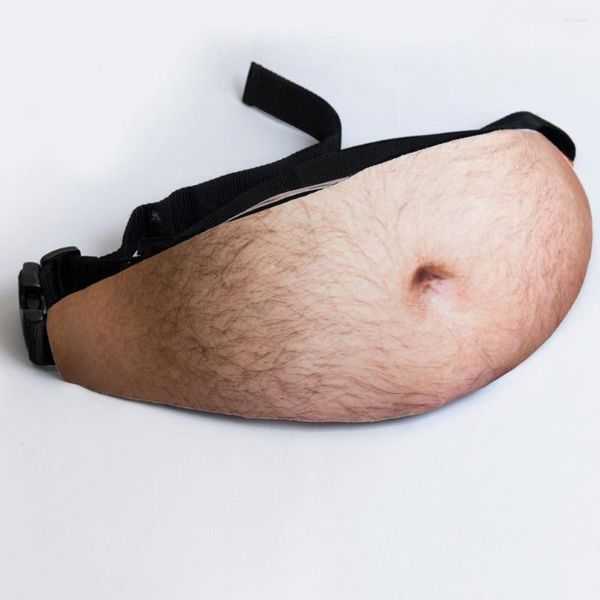 Taillenbeutel Imitation menschliche Haut Pu fanny Pack Männer pochete Bag Reisetelefon Anti-Diebstahl-Organisator Bier Fett haariger Bauch