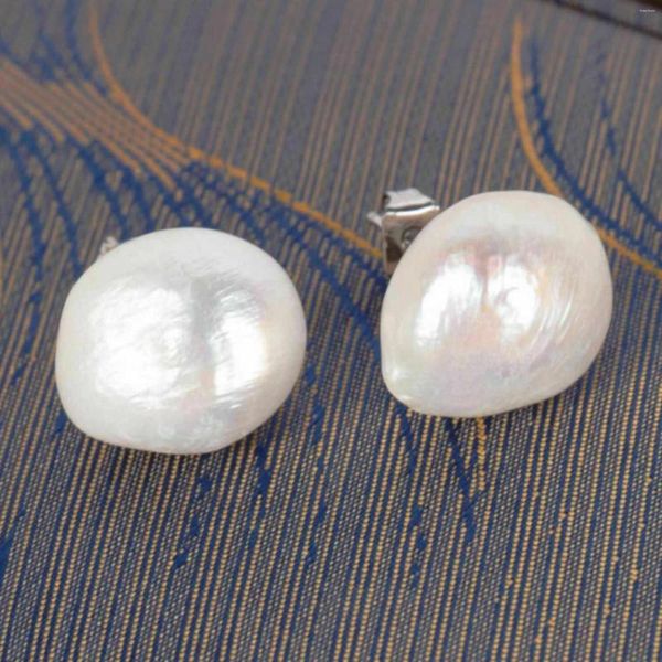 Brincos de berros 14-15mm ENORME BRANCO BAROQUE PAREL 18K EAR EAR ACESSÓRIOS delicados Aquicultura do Dia da Festa Cultivada de Cultura do Dia