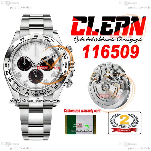 CF Clean Factory SA4130 Automatische Chronographen Mens Watch 1165 White Black Dial Silver Number Stick 904L Oystersteel Armband Super Edition Version Reinigung SS9