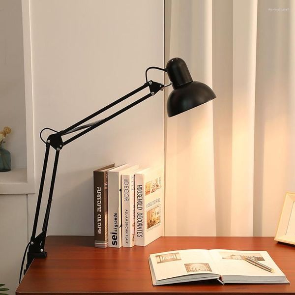 Tischlampen faltbare Schreibtischlampe Clip auf Light Eye Protection Retro Schlafzimmer Büro Computer Wohnheimdekor für E27 Glühbirne