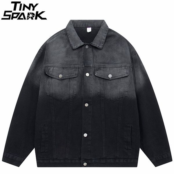 Giacche da uomo uomo streetwear giacca in jeans vintage gradiente color jeans harajuku retrò cappotto bomber cotone black rosa 230818