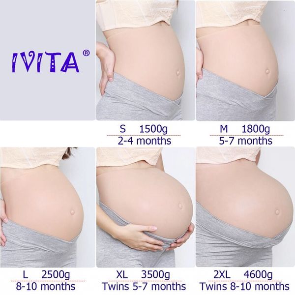 Formulário da mama Ivita 100% de silicone artificial Fake grávida barriga macia barriga realista de silicone Grely Belly para crossdresser unissex cosplay 230818