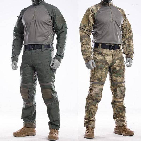 Men's Tracksuits Sets táticos militares Men camuflando camuflagem de vários bolsos UFS Terrenos de treinamento de ufs respiráveis ​​de camiseta de manga longa de mangas compridas