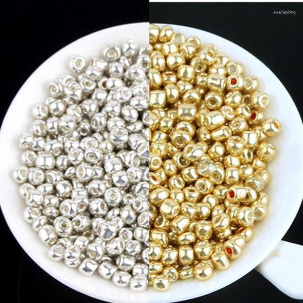 Perle in argento placcato/oro a colore ceco Seme di vetro di semi per la produzione di gioielli fai -da -te