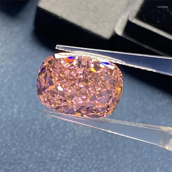 Gevşek taşlar pembe yastık ezilmiş kesilmiş yüksek karbon elmas 11x15mm kübik zirkonya özel mücevher yapımı