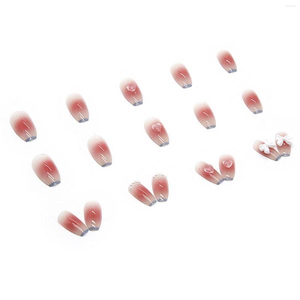 Kits de arte unhas blush rosa pressione longa em unhas durando material seguro impermeável false para vestido de menina combinando