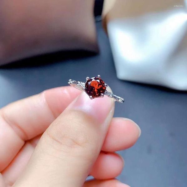 Cluster Rings Natural Garnet S925 Серебряное кольцо стерлинго