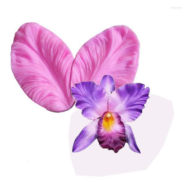 Moldes de cozimento yueyue Sugarcraft 1 PC Cattleya Orchids Petal Silicone Bolo Fondant Ferramentas de decoração