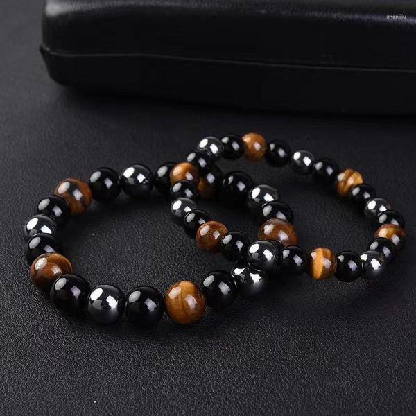 Strand Tiger Eye Breaded Bracelet Men European e American Fashion Atacado Natural Agate