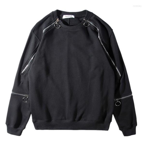 Camisetas masculinas Camisas Black Metal Double Zipper Sweatshirt Casa