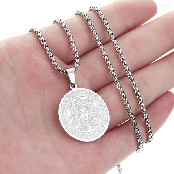 Anhänger Halskette Qiamni Medusa Gorgon Halskette für Frauen Männer Alte griechische Mythologie Talisman Schmuck Edelstahl heidnisches Häppchen Geschenk