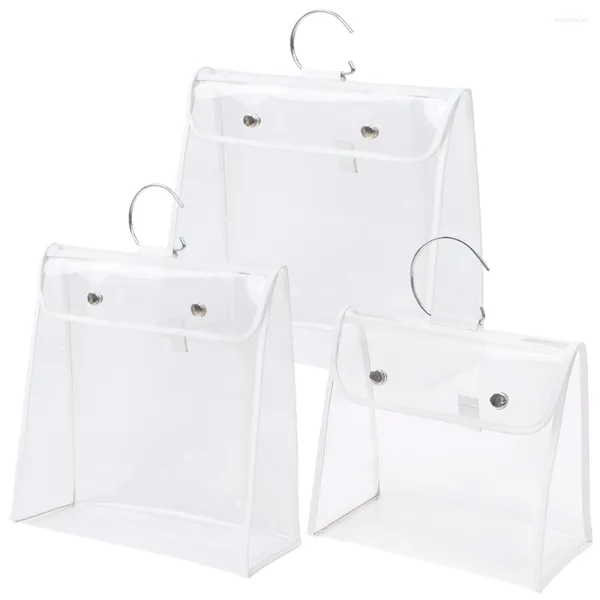 Bolsas de armazenamento 3 PCs Bolsa transparente pendurada nos organizadores de armário doméstico bolsa de bolsa de bolsa de calçados em casa