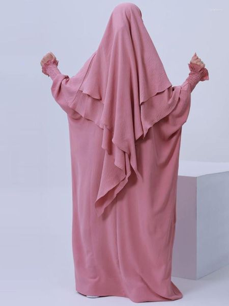 Roupas étnicas eid mulheres muçulmanas abaya vestido longo khimar 2 peças de peças de oração abayas jilbab hijab tobe ramadan kaftan