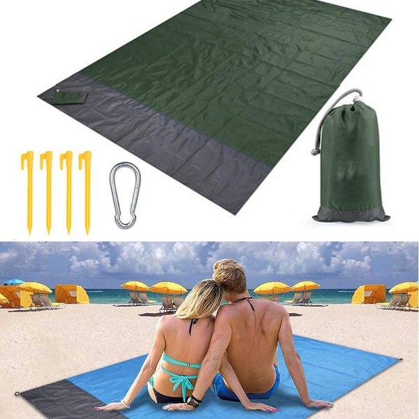 Matte, 2 x 2,1 m, wasserdichte Taschen-Stranddecke, zusammenklappbare Campingmatte, Matratze, tragbare, leichte Matte, Outdoor-Picknickmatte, Sandstrandmatte