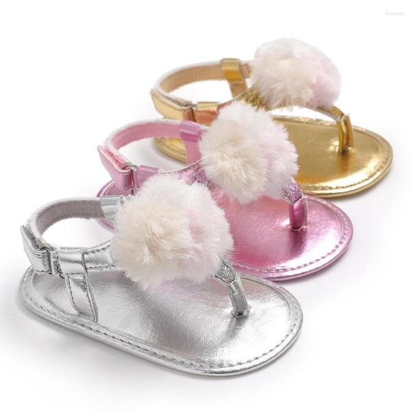 Sandálias Criança Infantil Nascido Bebê Meninas Sapatilhas Bow Non-Slip Crib Shoes Soft Sole Party Prewalkers Furry Ball