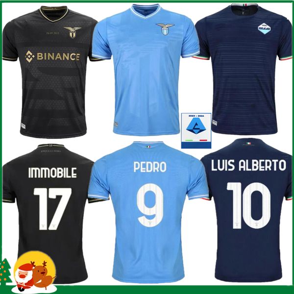 23 24 Lazio Soccer Trikot 2023 2024 Lazio Jubiläum Fußballhemd Pedro Black Luis Alberto unbeweglich Sergej Männer Uniform Maillot Maglia da Calcio