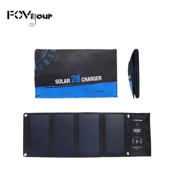 Skewers Fovigour 3 portas USB 28W 5V dobrável impermeável à prova d'água de carregamento solar de carregamento rápido com painel solar SunPower