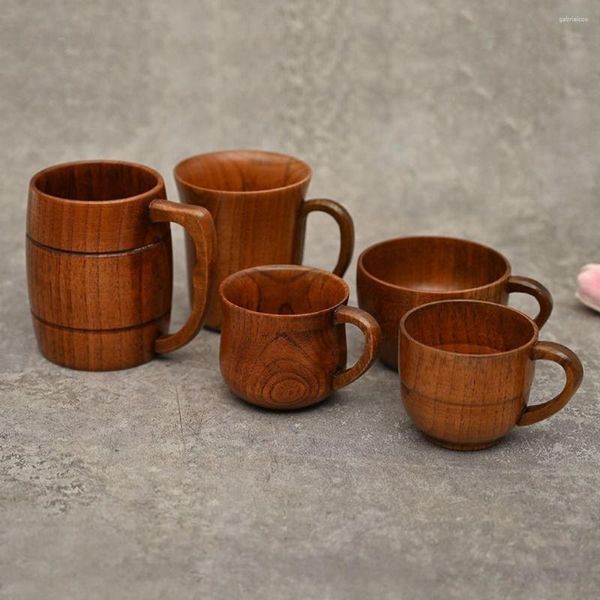 Tassen Untertassen Anti-Scenen natürlichen sauren Jujube Holz Kaffee Tee Set Milch Tasse Getränke Wasserweinwein