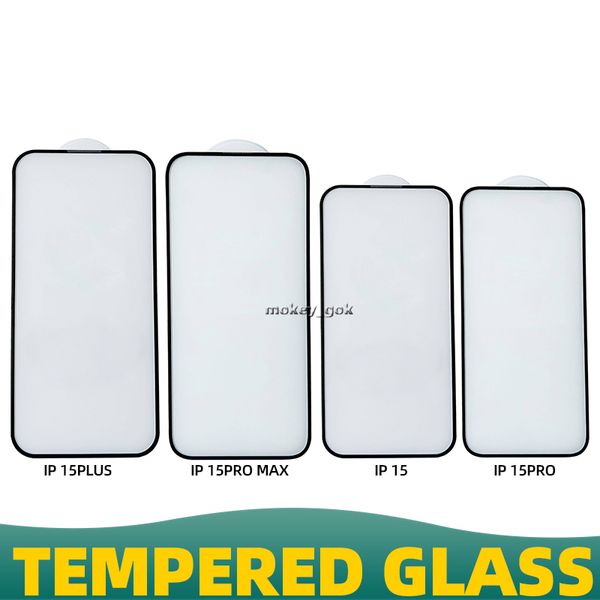 Anti-impressão anti-arranha anti-riscos anti-vidros anti-pulverização Protetores de tela de vidro temperado para iPhone 15 Pro Max Series