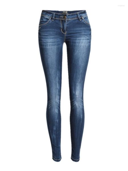 Jeans femminile 2023 Donne magra a bassa vita da donna lavata in denim graffiato blu graffiati push up up vintage pantaloni sottili pantaloni vestiti per w