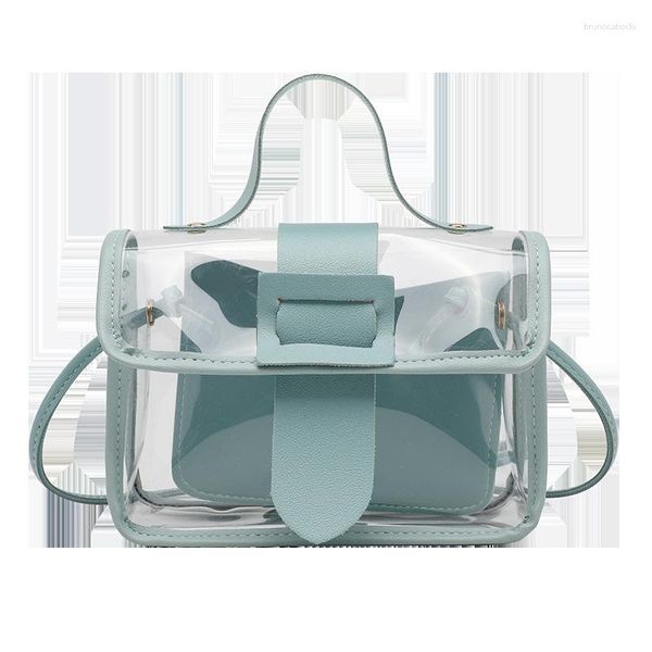 Abendtaschen 2pcs Mode Gelee kleine Umhängetasche PVC transparent einkaufen weibliche Geldbörse Big Buckle Ladies Crossbody Messenger Bolsa