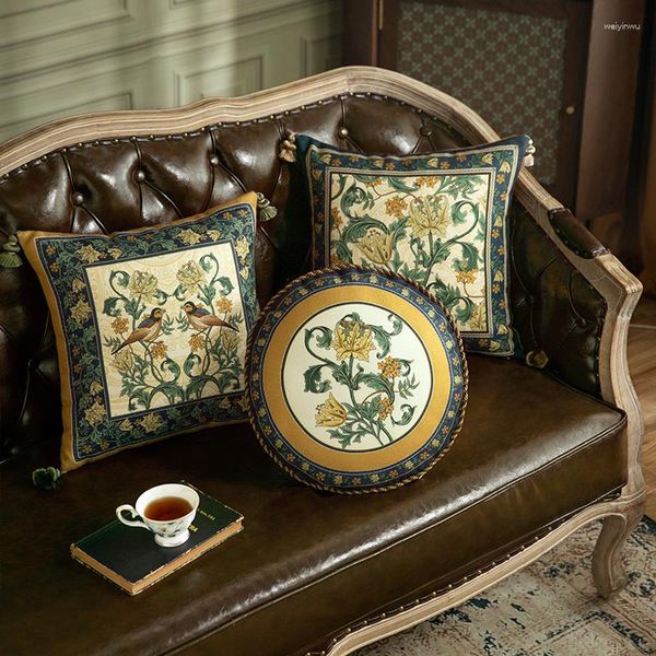 Pillow Floral Throe Shell Tampa vintage com luminária de lúcios de luxo Casos decorativos de pássaros de luxo quadrado 45x45cm verde