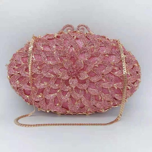 Bolsas de noite Lady Pink Pink Grande strassã embreagem bolsa de festa Bola de casamento Mulheres luxuosas dama de honra Dinheiro embreagens