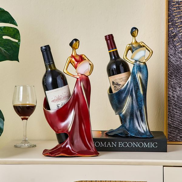 Objetos decorativos Figuras dançarinas de resina rack de vinhos artesanato criativo Design Hignend Stand Modern Home Office Gabinete Ornamentos Decoração de sala de estar 230818