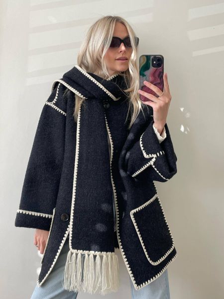 Jackets femininas Totem Tassel Tassel Collar Woolen Winter Warm Ladies Coatketackets Crochet Mulheres soltas Trincheira 230818