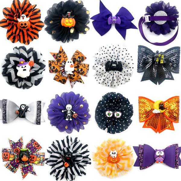 Dog Apparel Style Halloween Bow Trey Puppy Cat Holiday CoCTIES PET SKURL SKURL Pumpkin Collar Grooming Acessórios 230818