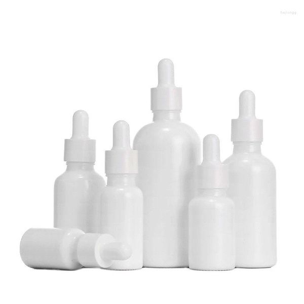 Lagerflaschen 10/15/30/50/100 ml ätherische Öl -Tropfen -Flasche weiße Porzellanglas -Flüssigkeitsabfall für Massage -Pipette 10pcs